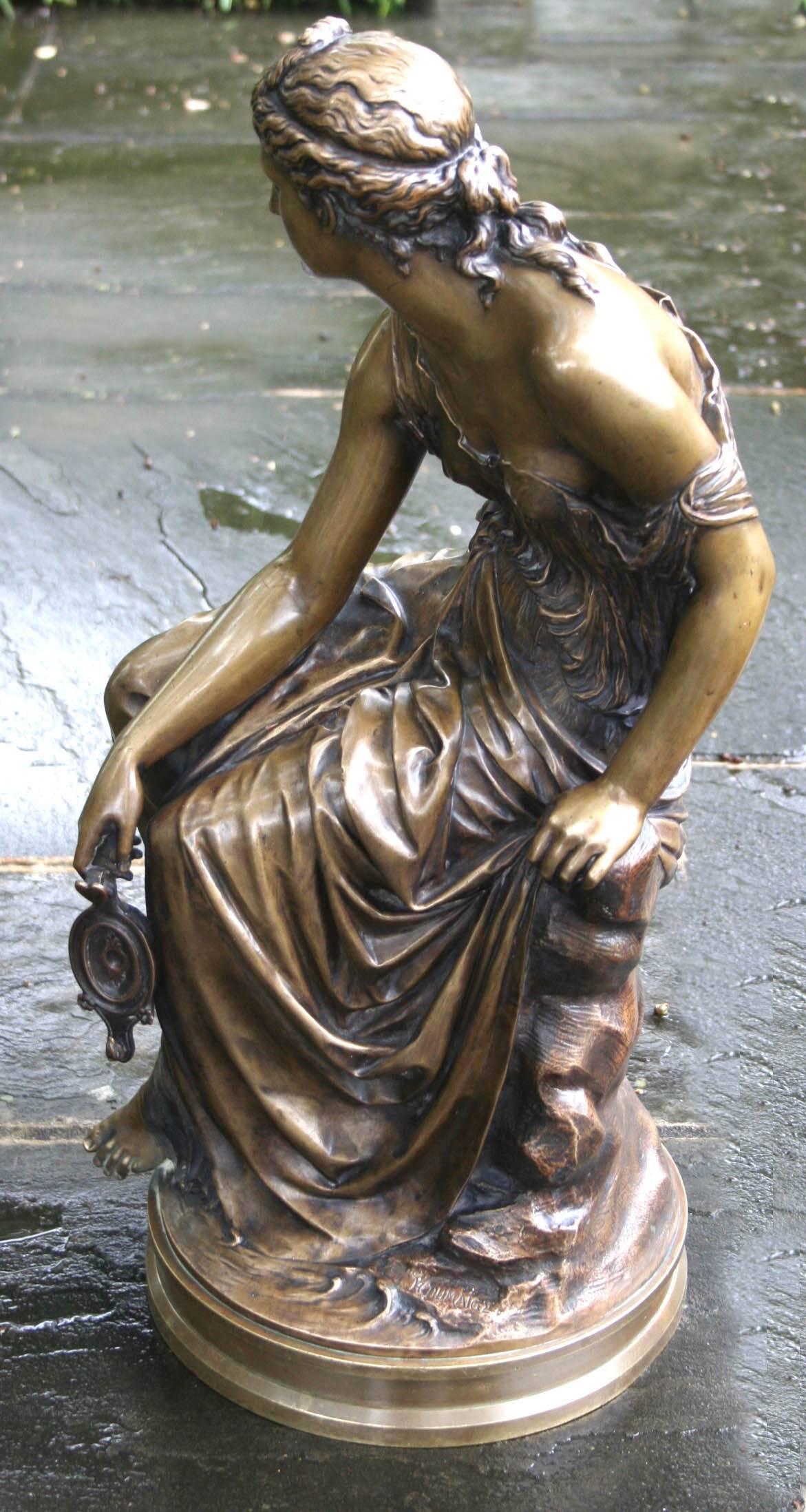 Classical Greek 19th Century Bronze Sculpture of La Nuit (Night) by Etienne-Henri Dumaige  For Sale