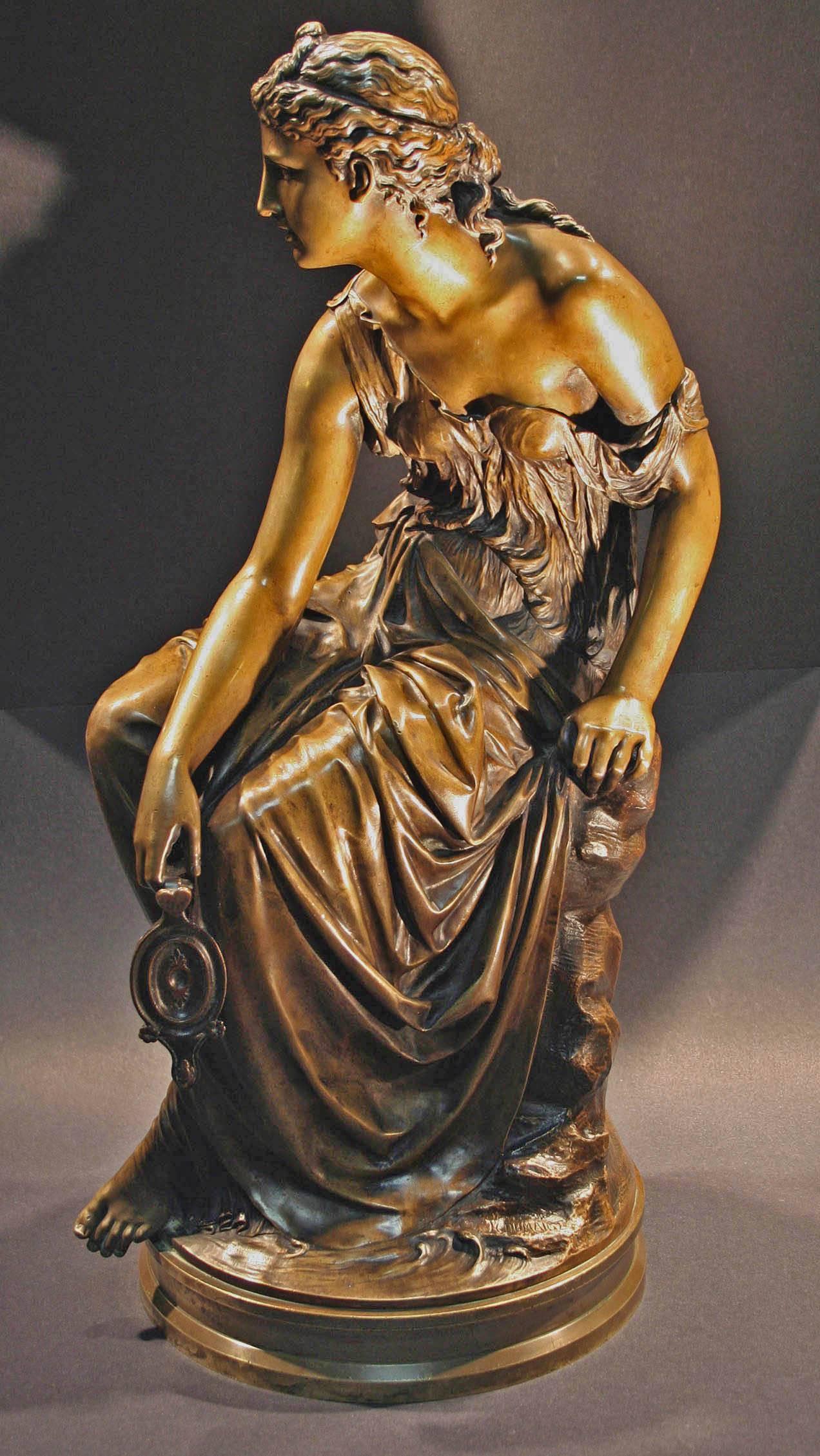 Mid-19th Century 19th Century Bronze Sculpture of La Nuit (Night) by Etienne-Henri Dumaige  For Sale