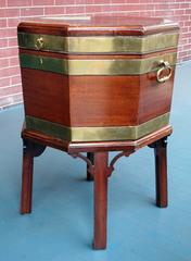 18th Century English Wine Cooler or Cellarette, Mahogany with Brass Banding