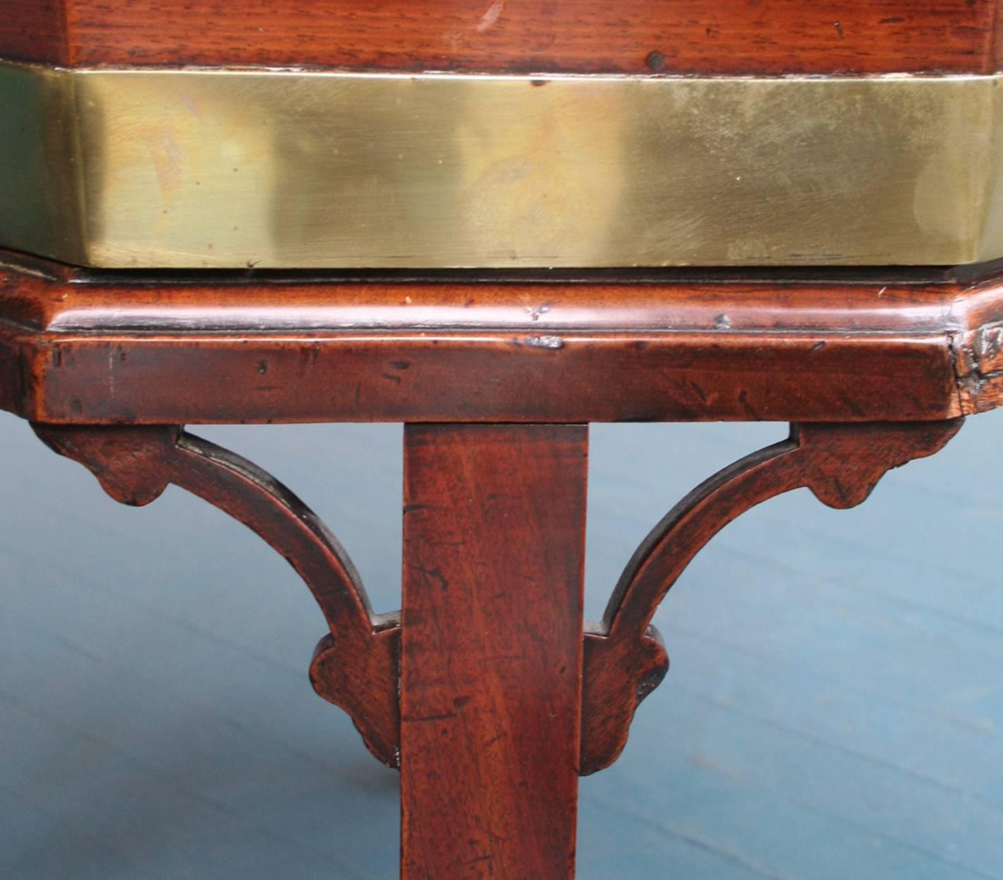 George III 18th Century English Wine Cooler or Cellarette, Mahogany with Brass Banding For Sale
