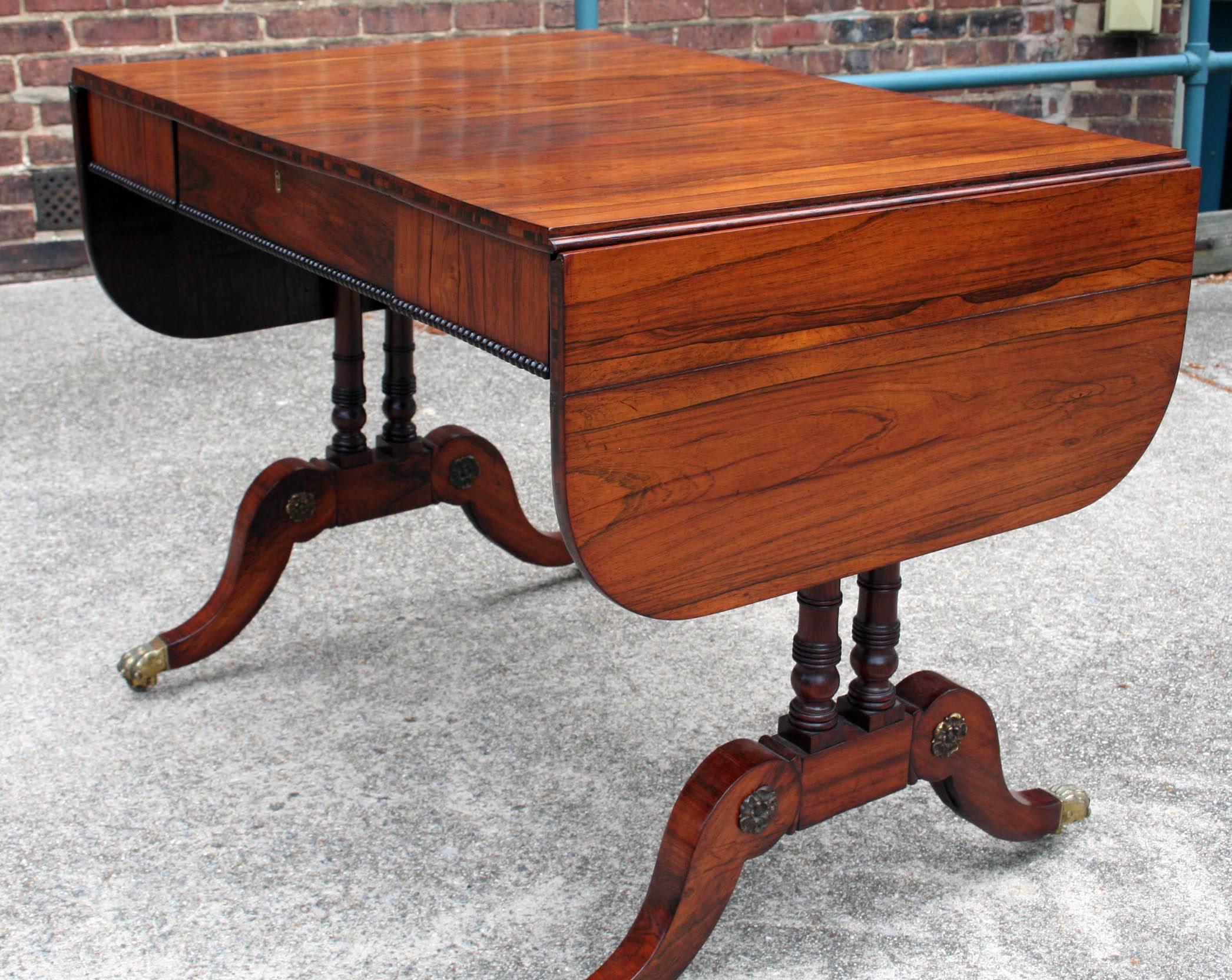 Fine English Regency Rosewood Sofa Table, Early 19th Century For Sale 3
