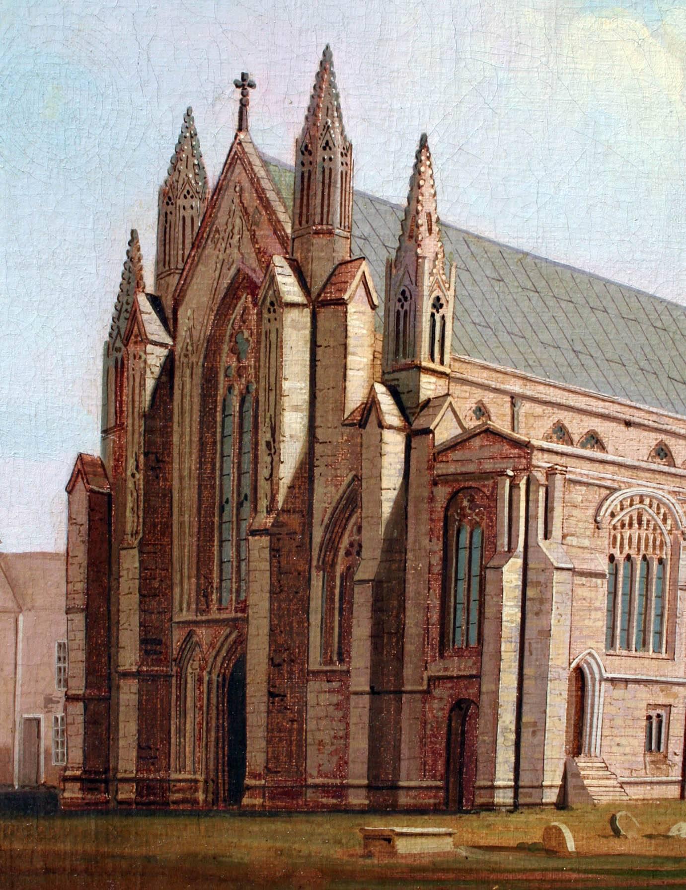 19th Century Painting of an English Church by John Widdas In Good Condition For Sale In Alexandria, VA