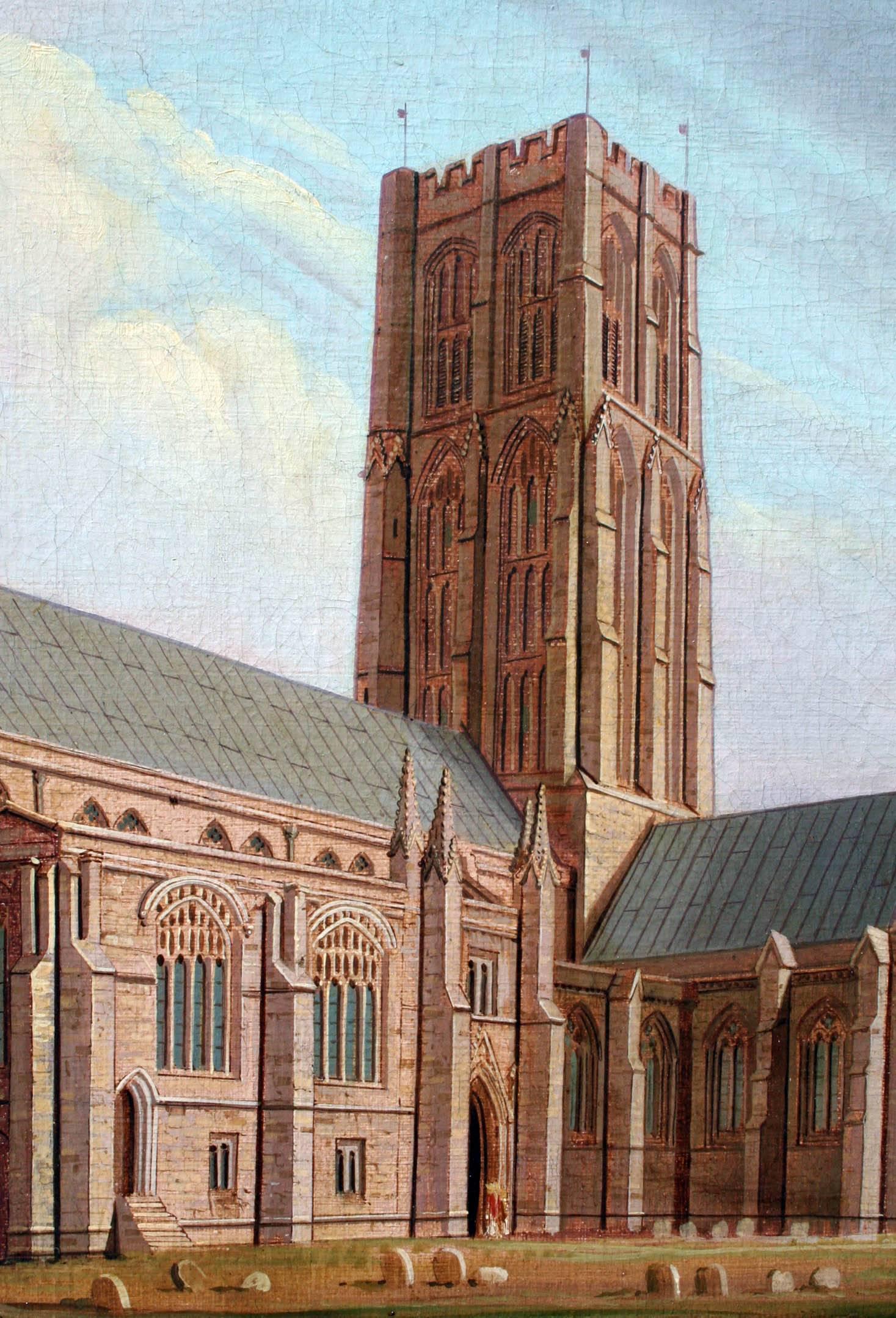 19th Century Painting of an English Church by John Widdas For Sale 1