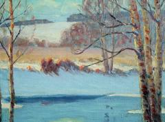 Winter Landscape Painting by August H.O. Rolle