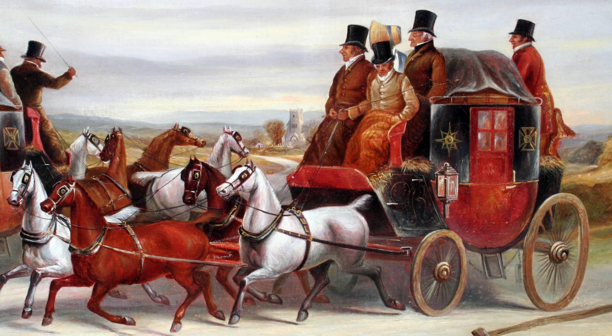 19th Century English Horse and Coach Painting by James Pollard For Sale 1