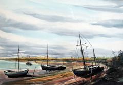 Watercolor of Beached Boats by Paul Sample
