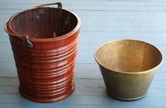 Antique Dutch Turned Mahogany Peat Bucket