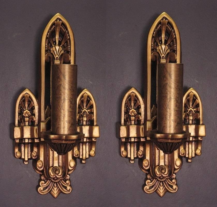 Empire Revival Old New England Church Sconces, 1920s For Sale