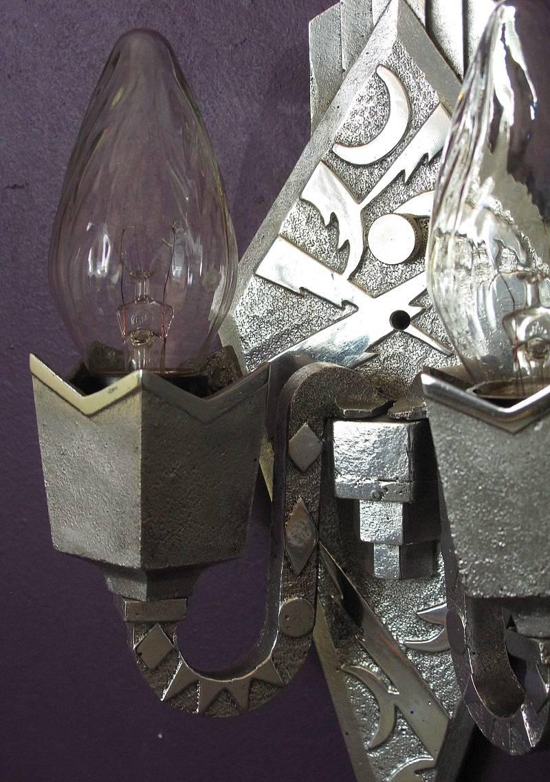 Art Deco Stardust Sconces, circa 1935 In Excellent Condition In Prescott, AZ