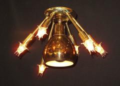 Mid-Century Semi Flush Seven-Light Fixture