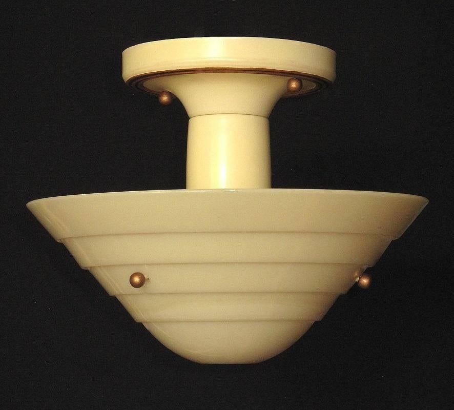 Mid-Century Modern Lightolier Mid-Century Custard Glass Ceiling Fixture For Sale