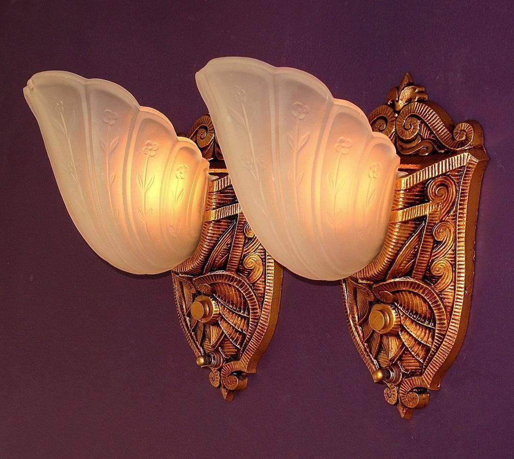 Pair of Slip Shade Sconces, 1920s-1930s In Excellent Condition For Sale In Prescott, AZ