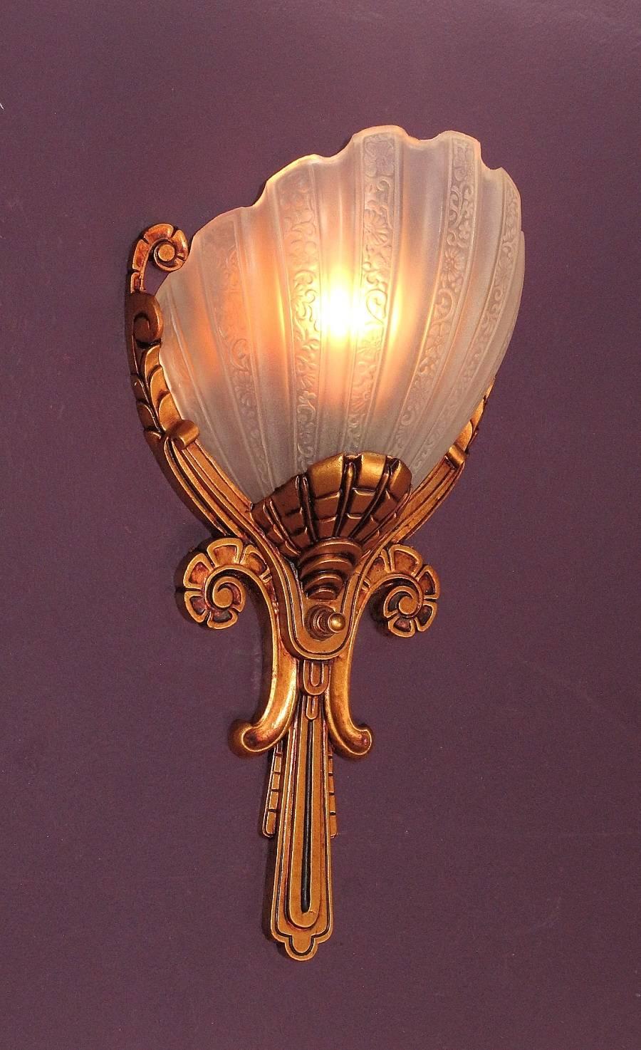 Polychromed Regal 1930s Deco Sconces 2 pair available priced per pair
