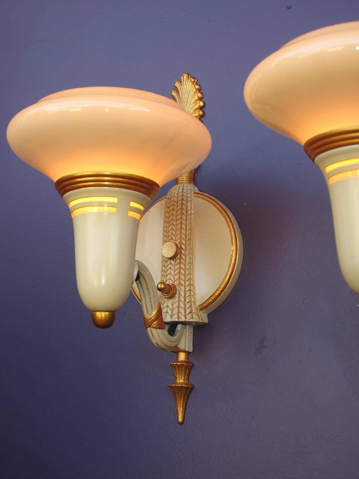 Art Deco Lightolier Deco Sconces, Late 1920s-Early 1930s pair