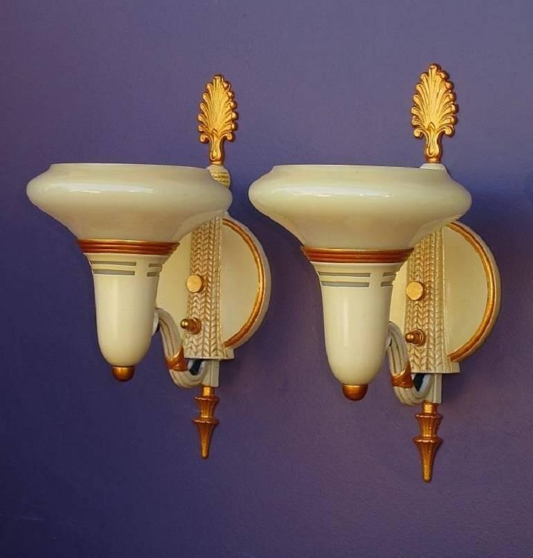 American Lightolier Deco Sconces, Late 1920s-Early 1930s pair