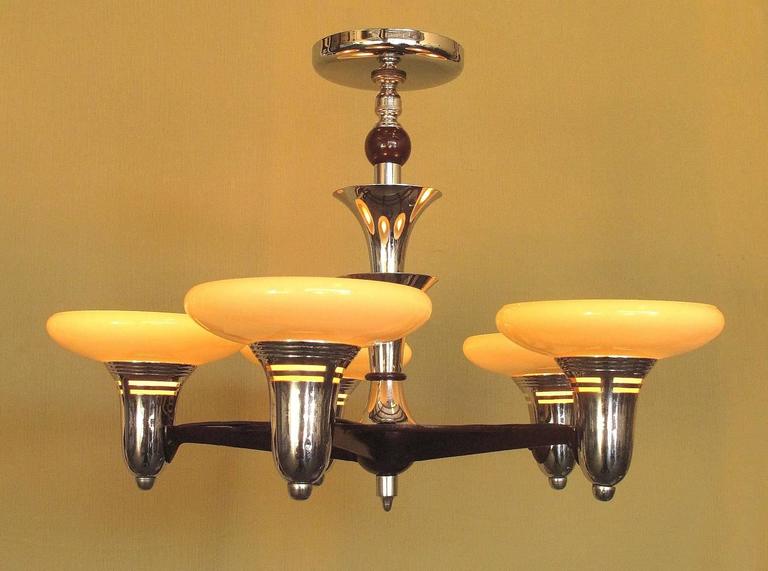1930s Mid-Century Semi Flush Mount Five-Light Fixture For ...