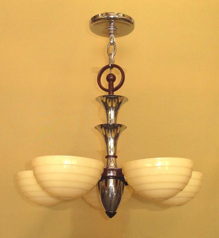Mid Century 5 Light Cast Iron Ceiling Fixture 1930s For ...