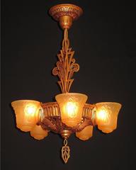 Beardslee Slip Shade Fixture Antique Golden with Amber Shades