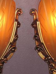 1930s Cast Iron Slip Shade Wall Sconces Four Pair available