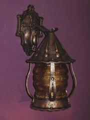 1920s Storybook Style Porch Light with Original Glass