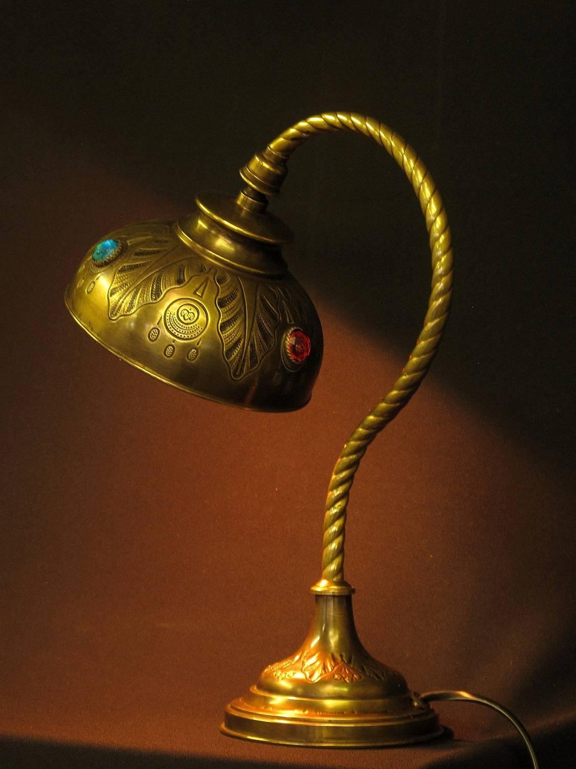 German Early 20th Century Jeweled European Art Nouveau Table Lamp