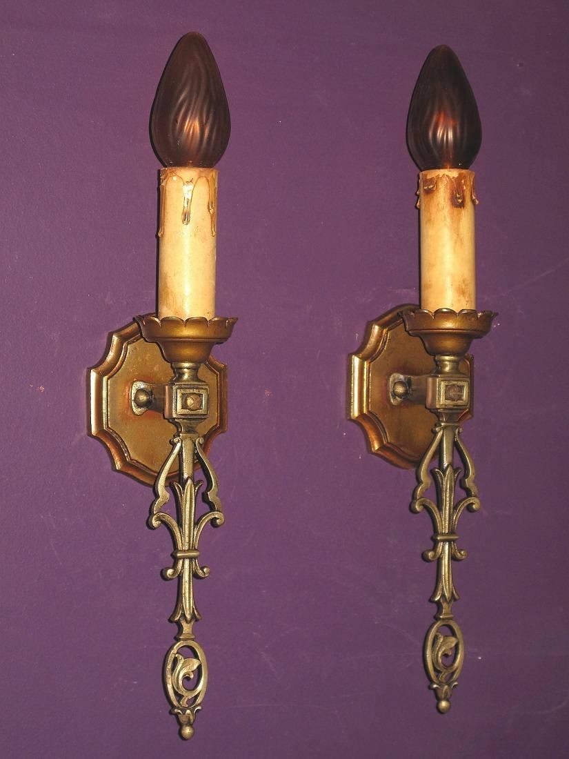 French Provincial French Eclectic Style Single Bulb Sconces, 1920s For Sale