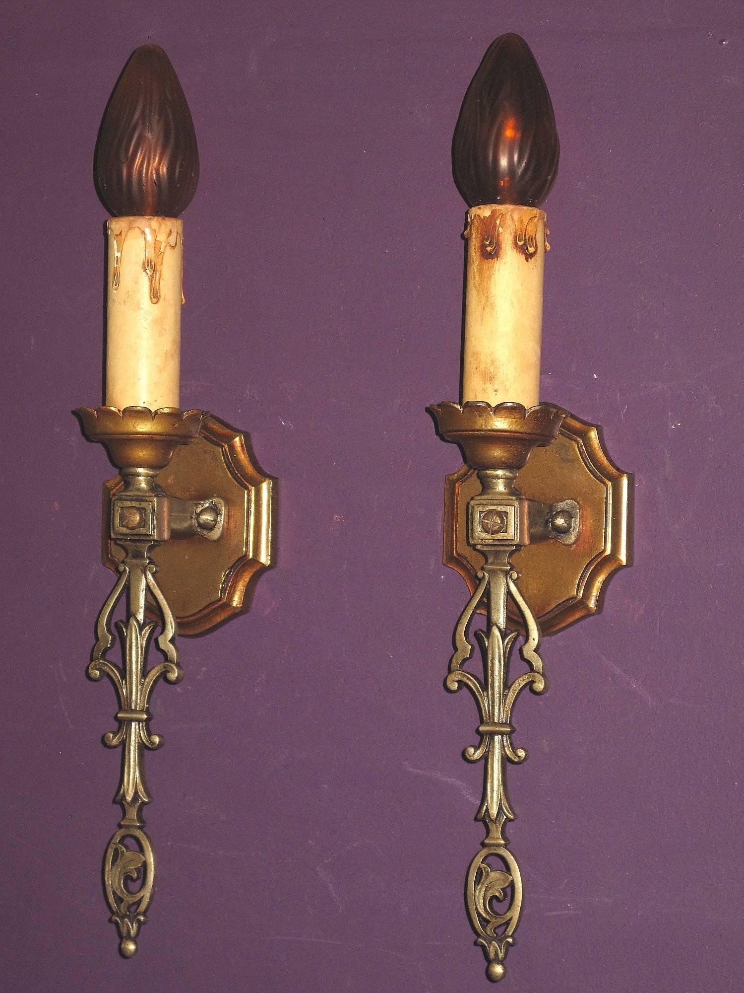 French Eclectic Style Single Bulb Sconces, 1920s In Good Condition For Sale In Prescott, AZ