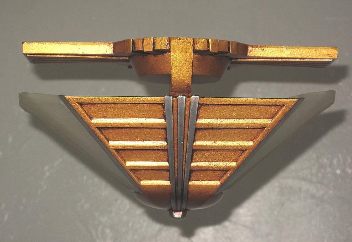 American 1930s Mid-Century Two Bulb Flush Mount Ceiling Fixture 2 available