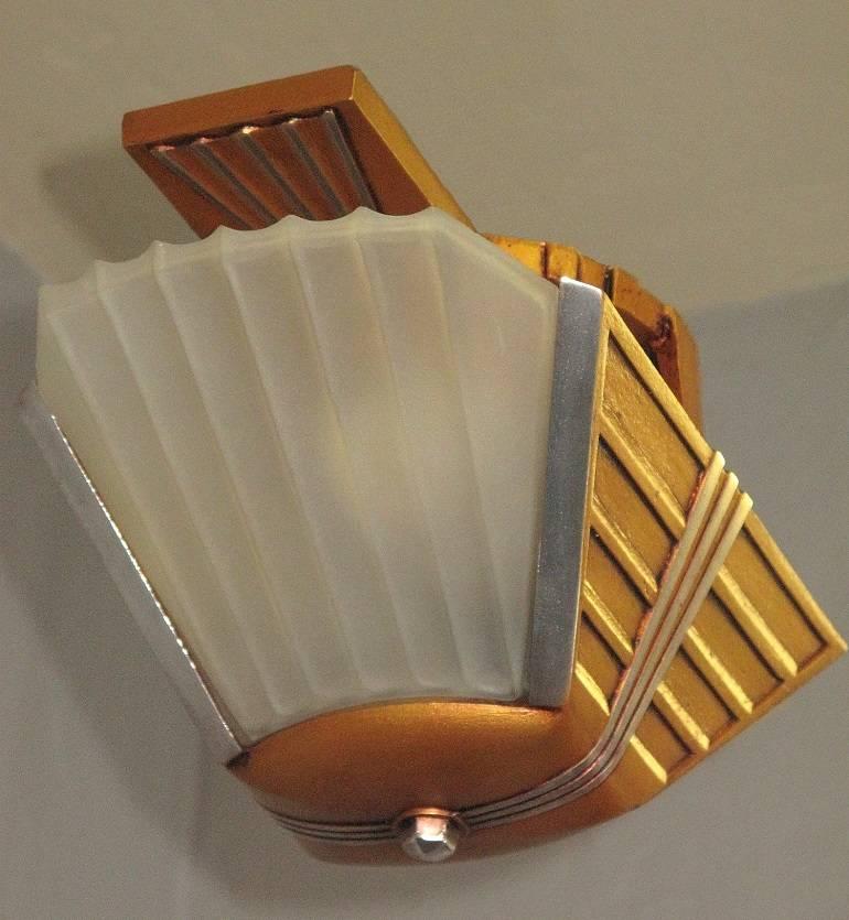 Streamlined Moderne 1930s Mid-Century Two Bulb Flush Mount Ceiling Fixture 2 available