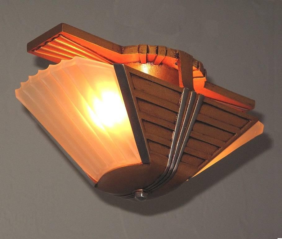 Mid-20th Century 1930s Mid-Century Two Bulb Flush Mount Ceiling Fixture 2 available