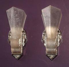 Iconic 20s-30s Vintage Art Deco Slip Shade Wall Sconces