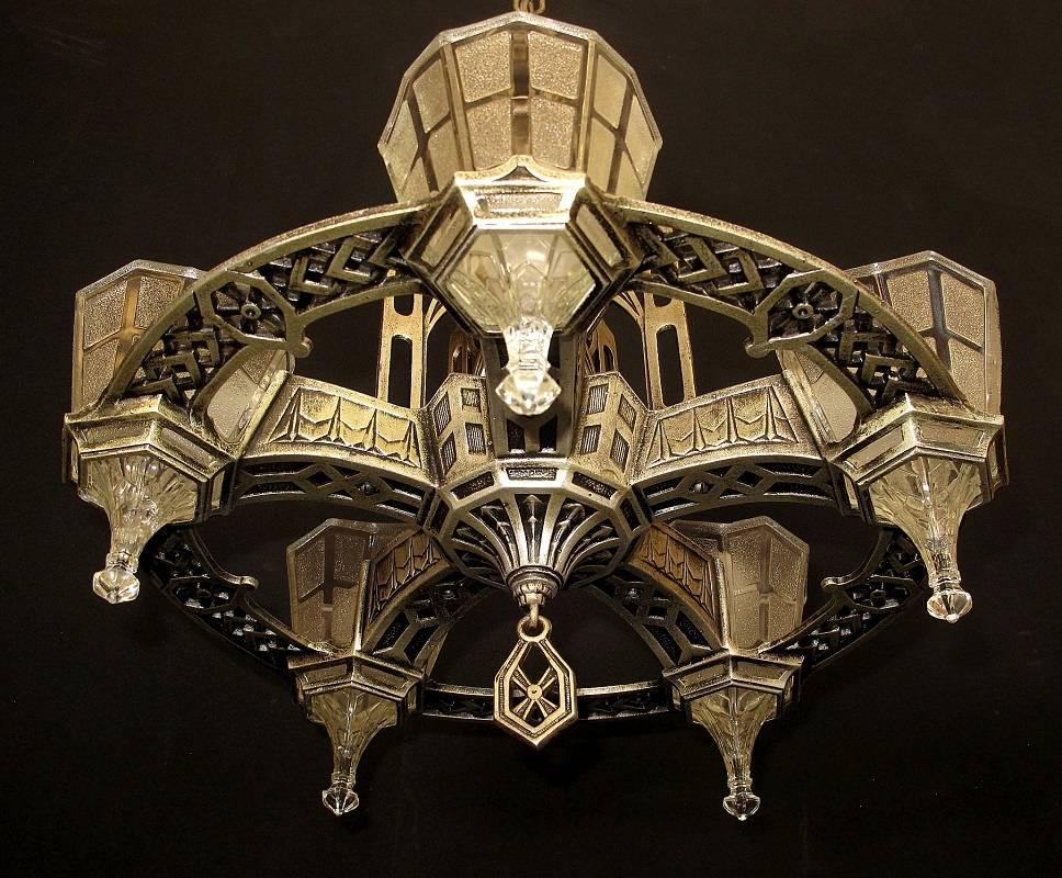 20th Century Tudor Gothic Five-Light Original Finish and Glass, circa 1930 For Sale