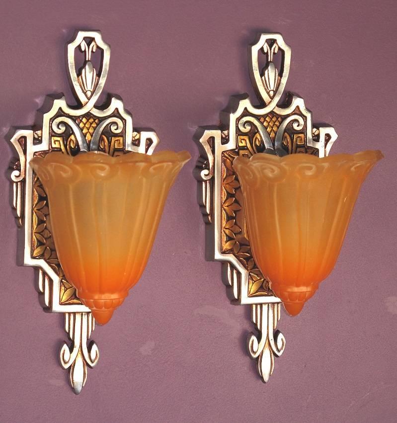 American Lincoln Slip Shade Sconces, circa 1929 For Sale