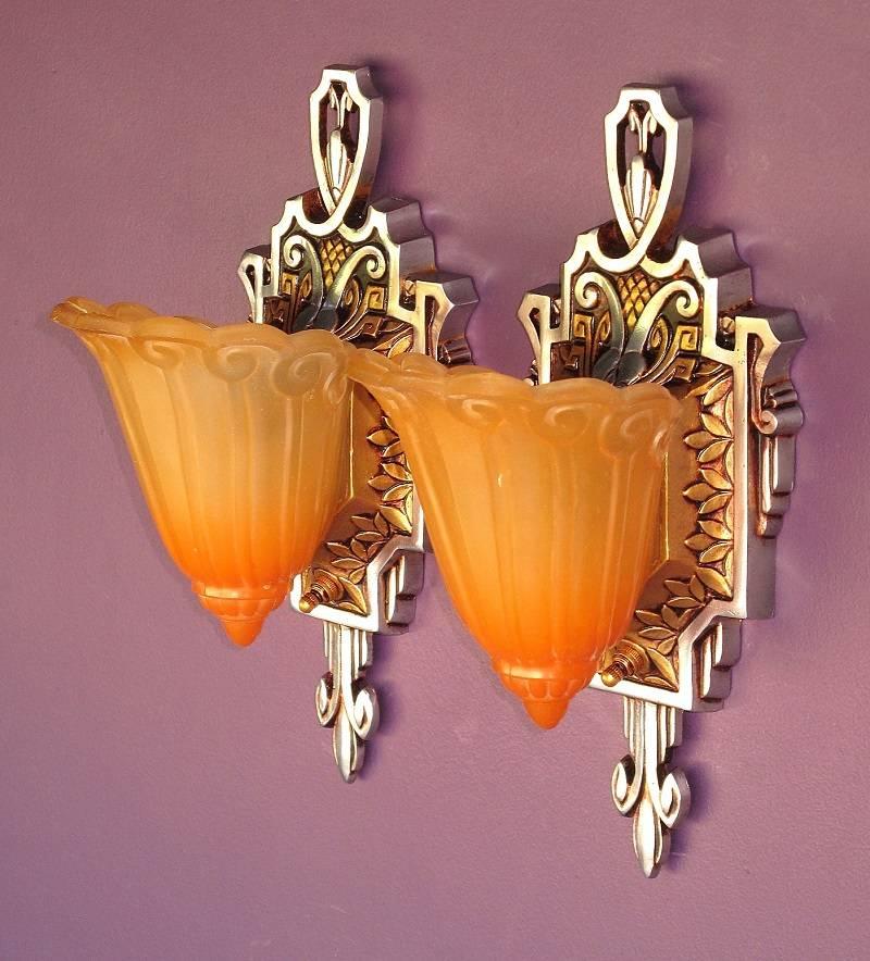 20th Century Lincoln Slip Shade Sconces, circa 1929 For Sale