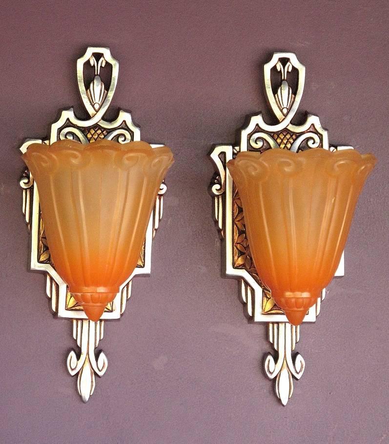 Lincoln Slip Shade Sconces, circa 1929 For Sale 1