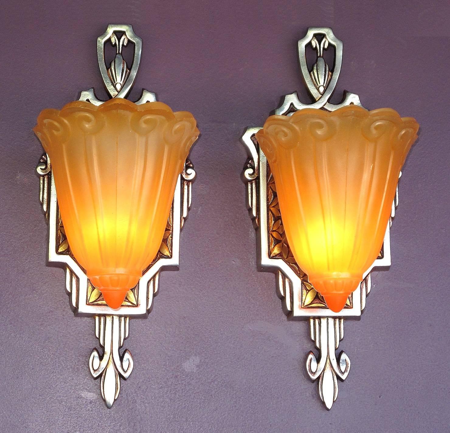 Lincoln Slip Shade Sconces, circa 1929 For Sale 2