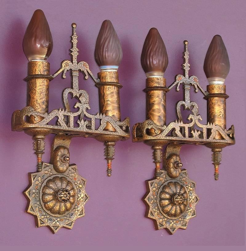American Bronze 1920s Revival Style Sconces For Sale