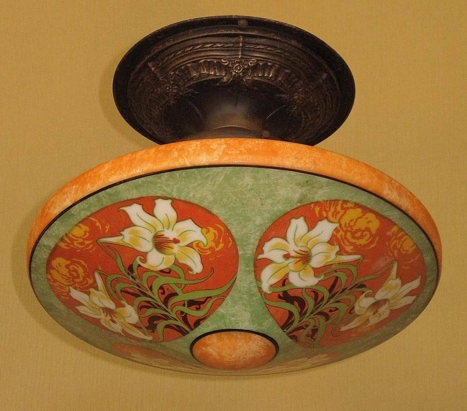 Painted Asian Lily Shade, 1920s