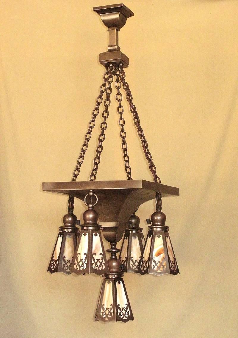 Patinated 1907 Craftsman Centerpiece Fixture