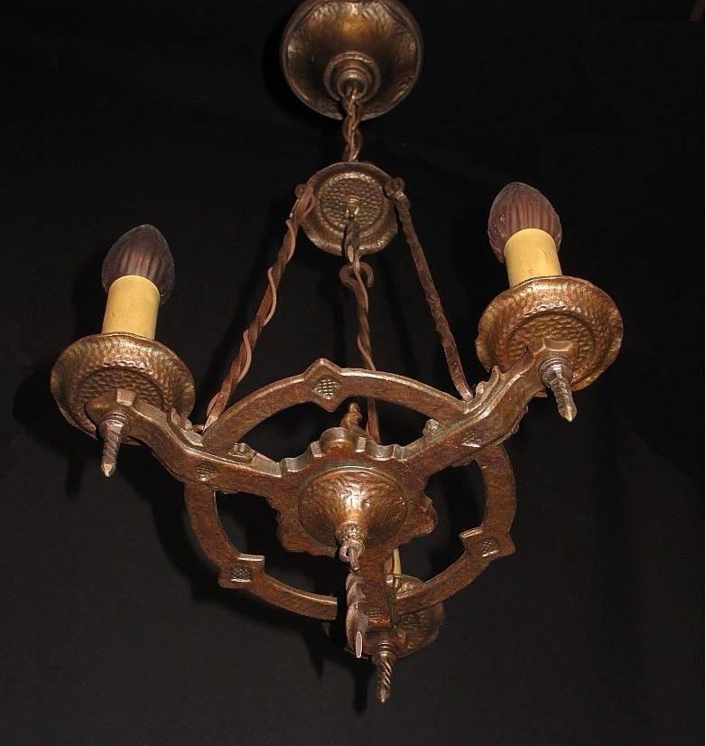 Vintage Craftsman Revival Chandelier In Excellent Condition For Sale In Prescott, AZ