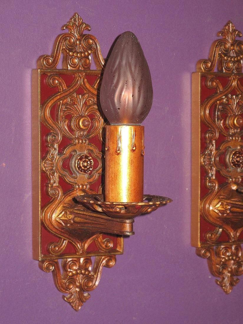 Neoclassical Revival Pair of 1920s French Inspired Sconces in Original Finish For Sale