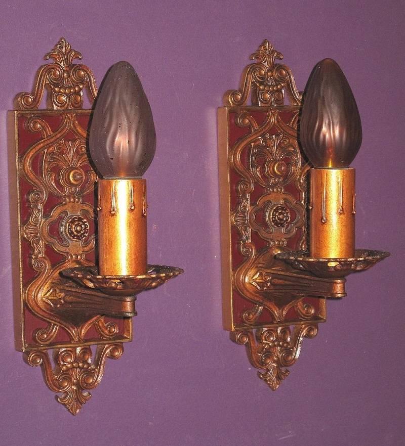 American Pair of 1920s French Inspired Sconces in Original Finish For Sale