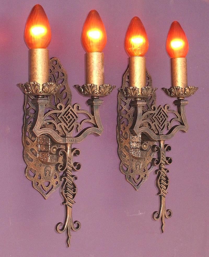Spanish Revival Sconces, Late 1920s In Excellent Condition For Sale In Prescott, AZ