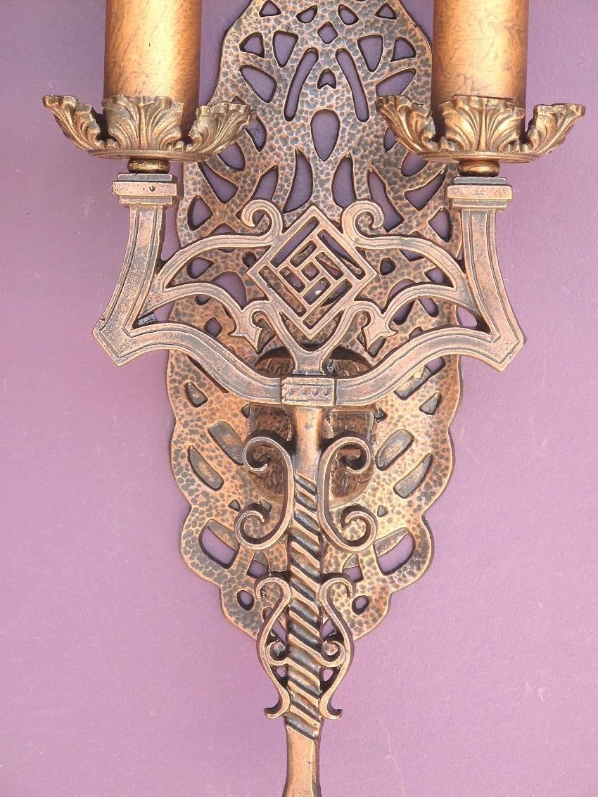 American Spanish Revival Sconces, Late 1920s For Sale