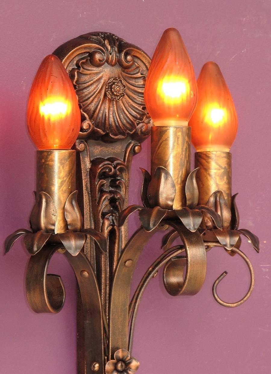 American Classic Moe Bridges Three-Arm Sconces For Sale