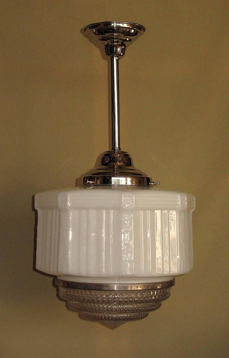 20th Century Large Vintage Schoolhouse Style Electric Fixtures For Sale