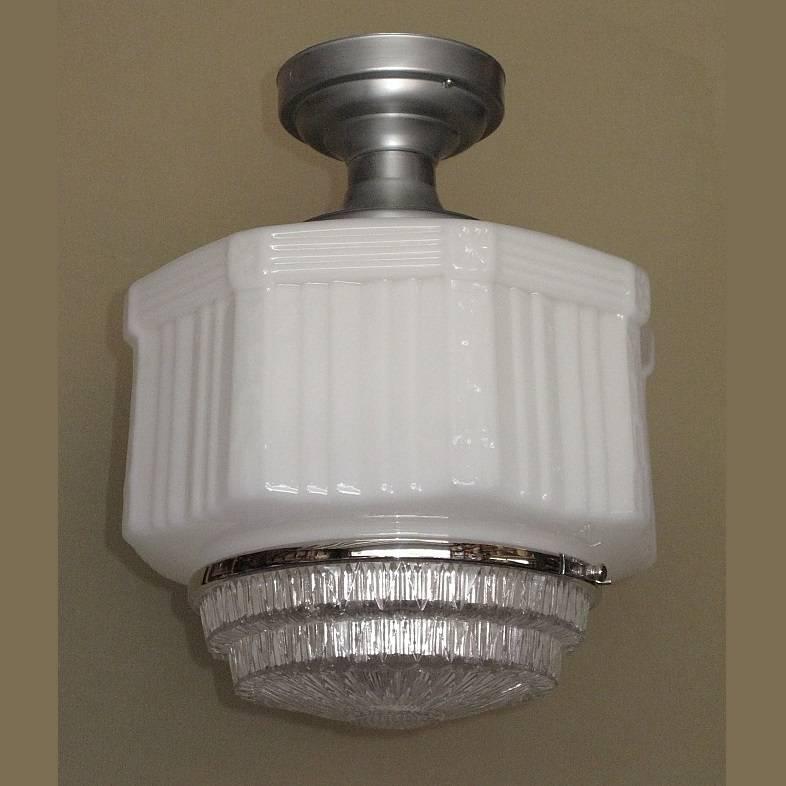 Large Vintage Schoolhouse Style Electric Fixtures For Sale 1