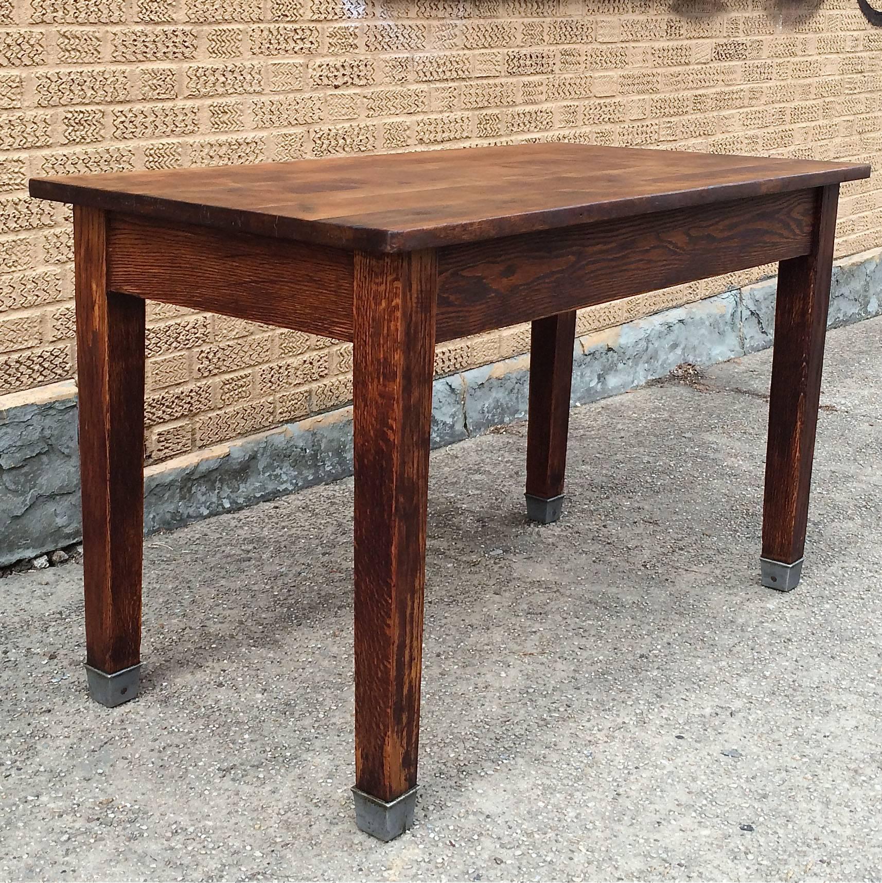 American 1930s Industrial Oak Library Desk