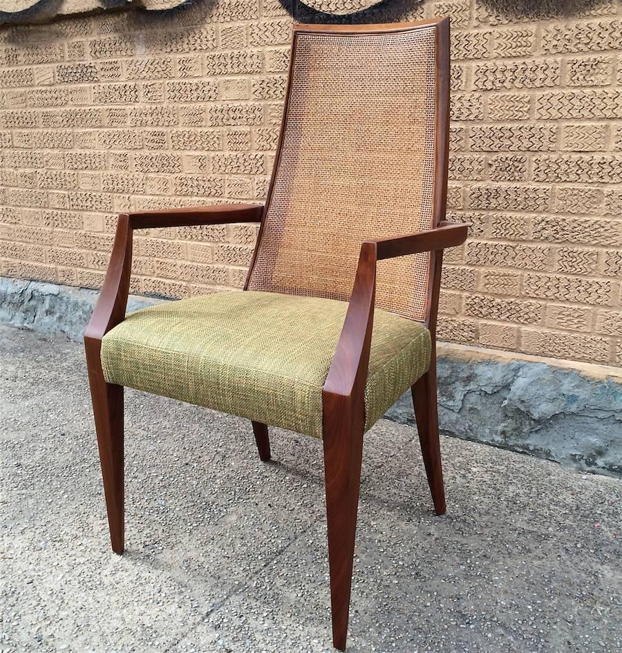 Mid-Century Modern Tall Cane Back Dining Chairs by Grosfeld House For Sale at 1stdibs