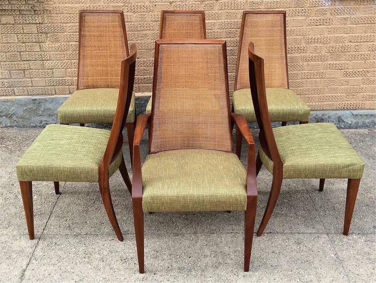 Mid Century Modern Tall Cane Back Dining Chairs By Grosfeld House At American Mid Century Modern Tall Cane Back Dining Chairs By Grosfeld House For